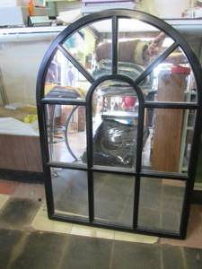 lot 100 image: Black framed mirror, 40 tall...