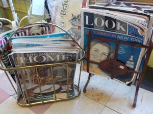 lot 220 image: 2 Retro Metal Racks with Magazines...