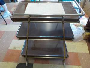 lot 254 image: 50s Retro 3 shelf Cart on  Wheels ...