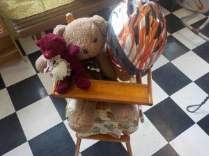 lot 337 image: Vintage Doll High Chair, 2 Bears an...