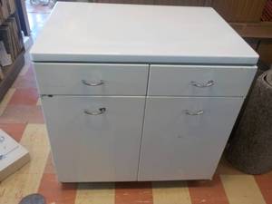 lot 354 image: White Metal Kitchen Vintage Cabinet...
