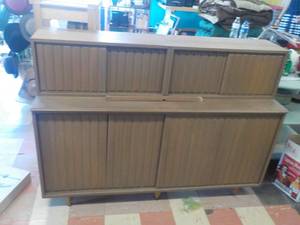 lot 363 image: Wood Cabinet 60 x 17 x 43 with Book...