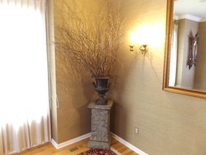 lot 65 image: Large Stone Pedestal and Faux Plant Decor