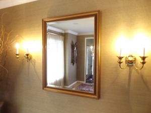 lot 66 image: Wood Framed Room Wall Mirror