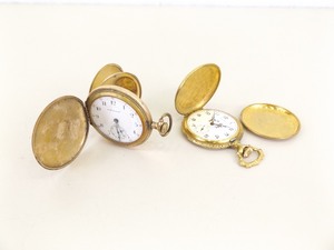 lot 42 image: Antique Gold Plated Admiral and Arnex Pocket Watches