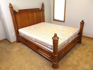lot 94 image: Antique 1880s German SOLID Wood Post Bed