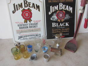 Whiskey Signs, Capper, Shot Glasses