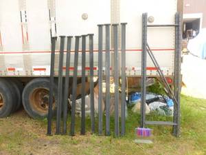 lot 1 image: Steel shelving unit. As shown. 2 different length shelves.