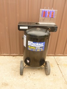 lot 25 image: Kobalt 30 gallon air compressor. Tank only. Appears in good condition. As shown.