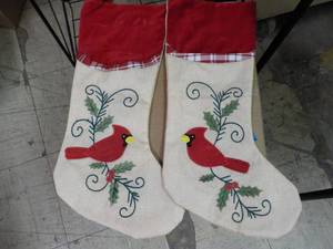 lot 22 image: 2 Xmas Cardinal Stockings...