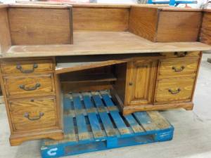 lot 156 image: 2 Piece Wood Desk 67 x 24 top, 41 ...