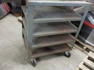 lot 163 image: 5 Shelf Metal Cart on Wheels...