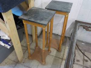 lot 96 image: 2 Plant Stands with Marble Tops- on...
