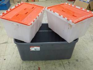 lot 240 image: 2 Self Locking Tubs and a large Tub...