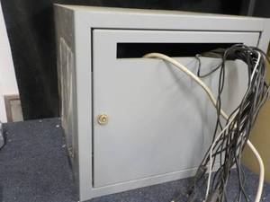 lot 242 image: Lockable Wall Metal Box 20 x 20 x 1...