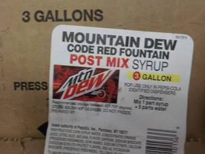 lot 310 image: 3 Gallon Mountain Dew Post Mix Syru...
