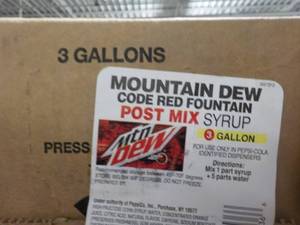 lot 313 image: 3 Gallon Mountain Dew Post Mix Syru...