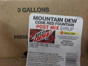 lot 311 image: 3 Gallon Mountain Dew Post Mix Syru...
