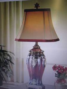 lot 33 image: 2 Dramatic Detail Burgundy Lamps op...