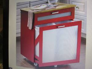 lot 40 image: Mobile Trash Cabinet open box, brok...