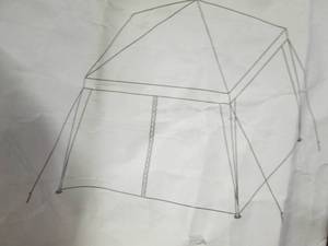 lot 57 image: White 8x8 ft Gazebo with Netting op...