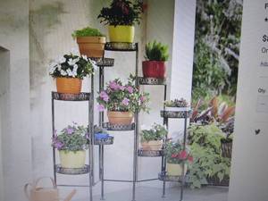 lot 109 image: Folding 10-Tier Flower Stand open b...