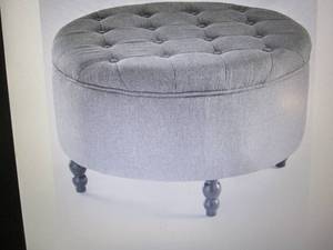 lot 120 image: Button-Tufted Storage Ottoman open ...
