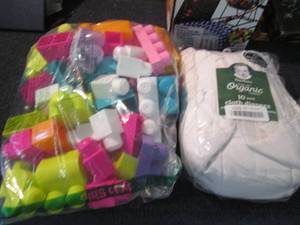 lot 239 image: 10 Cloth Diapers, Large Blocks...