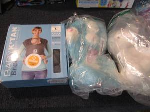 lot 282 image: Large Baby Carrier, 2 Plush Animals...