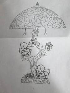 lot 206 image: Double Lit Stain Glass Lamp with Pi...