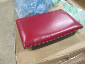 lot 148 image: Hudson Saddle Bar Stool in red , op...