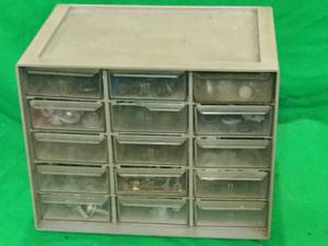 lot 61 image: 15 Drawer hardware organizer with contents
