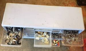 lot 37 image: 19-drawer hardware organizer and a 8-compartment tool box organizer