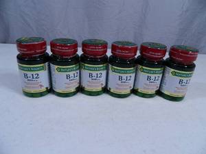 lot 26 image: 6 New Sealed Bottles of Natures Bounty B-12 Vitamins