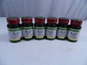 lot 44 image: 6 New Sealed Bottles of B-12 Vitamins