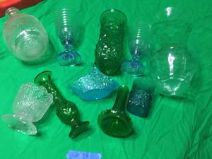 lot 38 image: misc. glass vases candy dish colored
