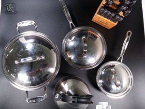 lot 302 image: Slightly Used Cookware Set from Resort Supply Inc With Ginsu Knife Set