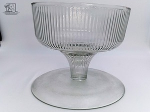 lot 311 image: Antique Pedestal Glass Cake Stand and Domepunch Bowl