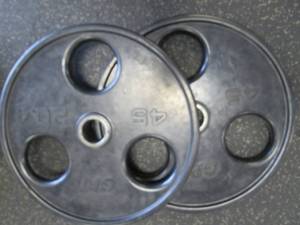 lot 55 image: Pair of 45 pound weight plates