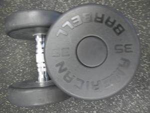 lot 65 image: (2) 35# Weights Like New...
