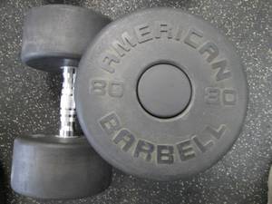 lot 74 image: (2) 80# Weights Like New...