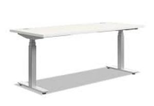 lot 23 image: Perfect for the home office. Power height adjustable legs for sitting or standing desktable. Retails $1250