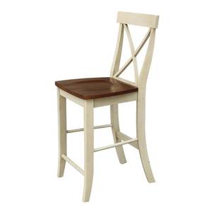 lot 117 image: International Concepts X Back 24 in. Almond and Espresso Bar Stool S12-6132