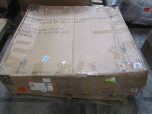 lot 133 image: Hampton Bay Beacon Park Gray Rectangular Farmhouse Steel Outdoor Patio Dining Table FTS61192G