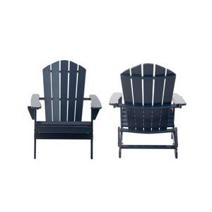 lot 142 image: Hampton Bay Classic Midnight Navy Blue Folding Wooden Adirondack Chair (2-Pack) A211030203