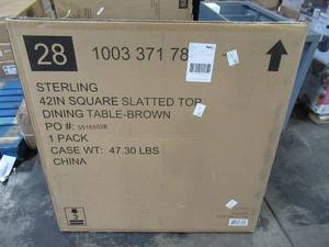lot 218 image: Hampton Bay Commercial Aluminum 42 in. Square Outdoor Slat Top Dining Table in Brown 191A192642TSLBR