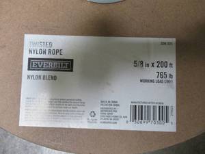 lot 711 image: Everbilt 58 in. x 200 ft. Nylon Twist Rope, White 70300