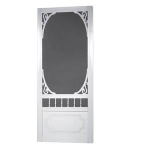 lot 612 image: Screen Tight 36 in. x 78 in. Belle Harbour Vinyl Screen Door in White BH36 - New