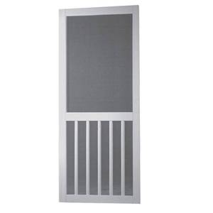 lot 603 image: Screen Tight 36 in. x 80 in. White Solid Vinyl 5-Bar Screen Door 5BAR36