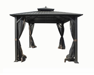 lot 14 image: HAMPTON BAY 10 ft. x 10 ft. Holden Outdoor Patio Black Hard Top Galvanized Steel Gazebo